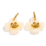 Resin Flower Drop Hoop Earrings – Waterproof 18K Gold Plated Earrings | Ezra Gems
