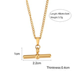 Minimalist T-Bar Pendant Necklace – Waterproof 18K Gold Plated Necklace | Ezra Gems
