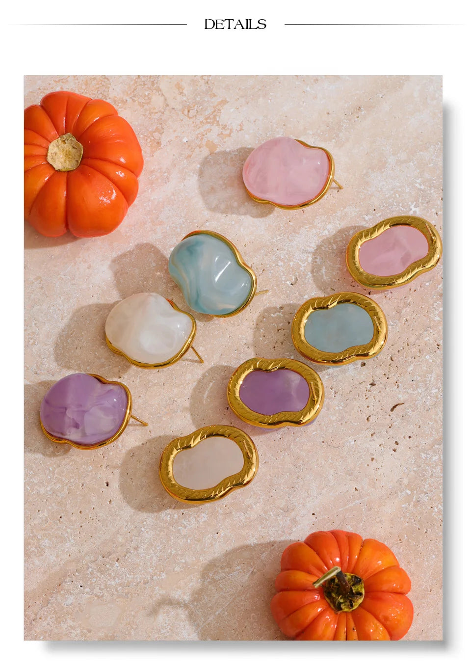 Pastel Candy Resin Stud Earrings – Waterproof 18K Gold Plated Earrings | Ezra Gems