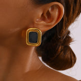 Black Stone Statement Earrings