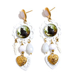 Acrylic Crystal Cat Heart Drop Earrings – Waterproof 18K Gold Plated Earrings | Ezra Gems