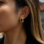 Zircon Square Stud Earrings – Waterproof 18K Gold Plated Earrings | Ezra Gems