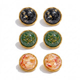 Round Resin Gold Stud Earrings – Waterproof 18K Gold Plated Earrings | Ezra Gems