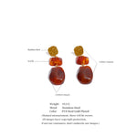Red Resin Square Drop Earrings – Waterproof 18K Gold Plated Earrings | Ezra Gems