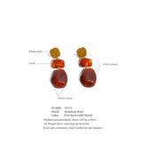 Red Resin Square Drop Earrings – Waterproof 18K Gold Plated Earrings | Ezra Gems