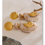 Ocean Resin Shell Conch Drop Earrings – Waterproof 18K Gold Plated Earrings | Ezra Gems