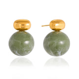 Green Resin Stud Earrings