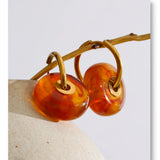 Thick Round Acrylic Resin Drop Earrings – Waterproof 18K Gold Plated Earrings | Ezra Gems