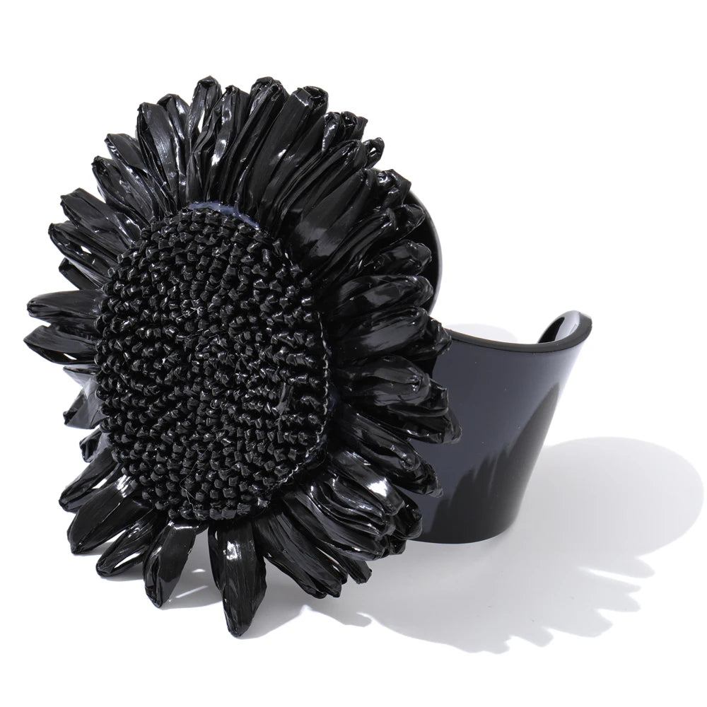 Sunflower Resin Cuff Bangle Bracelet – Waterproof 18K Gold Plated Bracelet | Ezra Gems