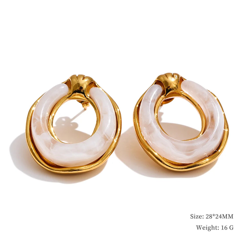 Multi-Color Resin Round & Square Geometric Earrings