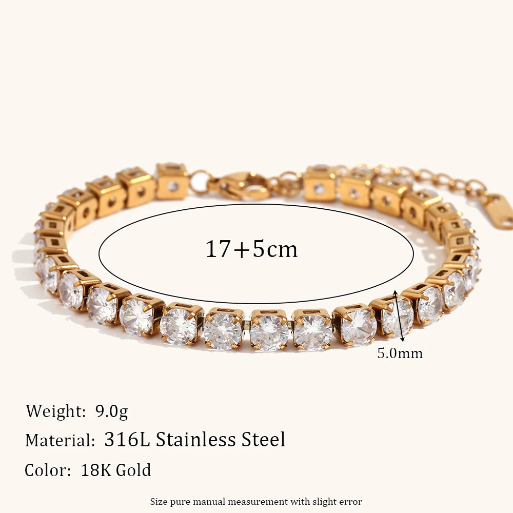 AAA Zircon Tennis Jewelry – Waterproof 18K Gold Plated Necklace and Bracelet | Ezra Gems