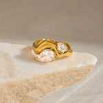 Irregular Geometric White Zircon Ring – Waterproof 18K Gold Plated Ring | Ezra Gems