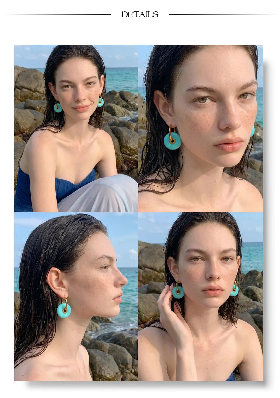 Thick Round Acrylic Resin Drop Earrings – Waterproof 18K Gold Plated Earrings | Ezra Gems
