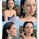Thick Round Acrylic Resin Drop Earrings – Waterproof 18K Gold Plated Earrings | Ezra Gems