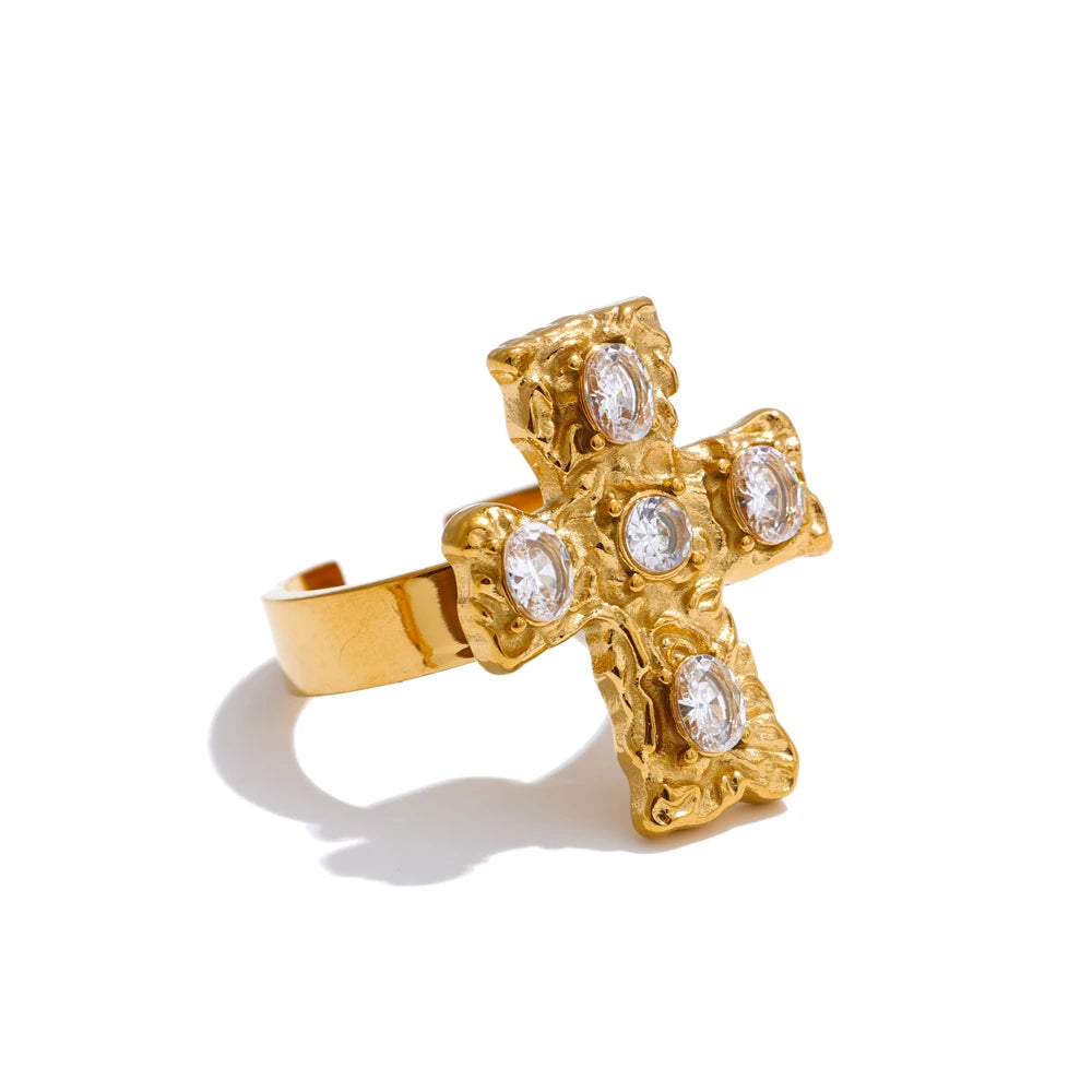Colorful Cross Gemstone Ring