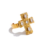 Colorful Cross Gemstone Ring