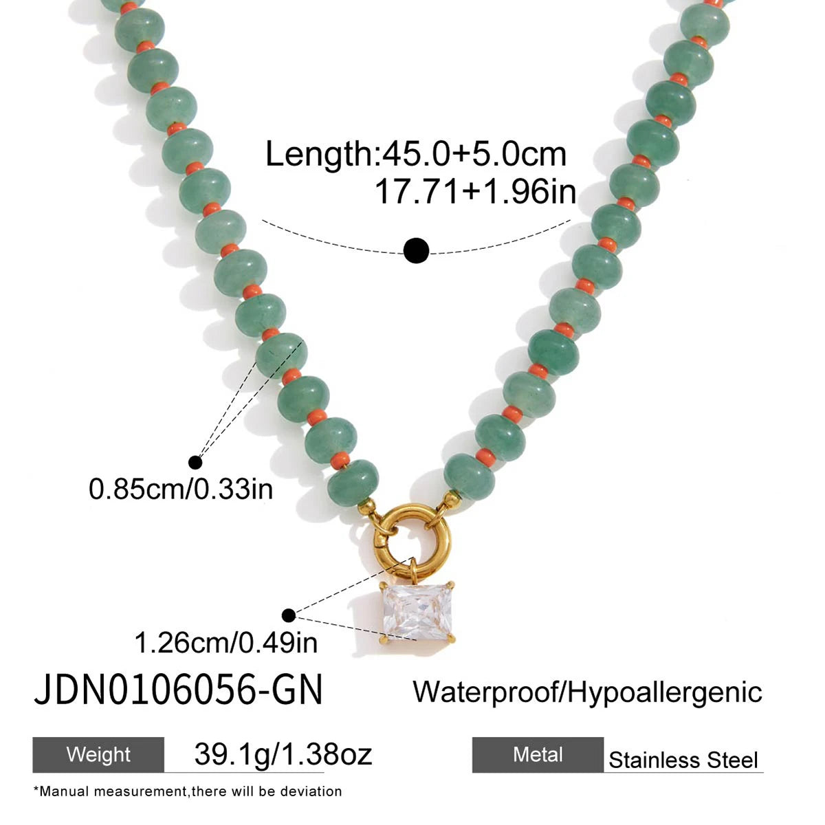Candy Stone Beaded Zircon Pendant Necklace – Waterproof 18K Gold Plated Necklace | Ezra Gems