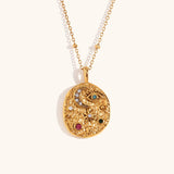 Star Moon Texture Zircon Necklace – Waterproof 18K Gold Plated Necklace | Ezra Gems