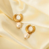 Single Pearl Drop Chain Earrings – Waterproof 18K Gold Plated Earrings | Ezra Gems