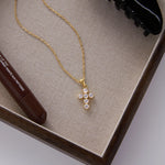 Cubic Zirconia Cross Pendant Necklace – Waterproof 18K Gold Plated Necklace | Ezra Gems