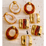 Multi-Color Resin Round & Square Geometric Earrings