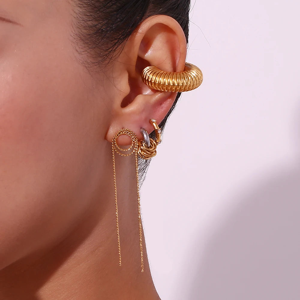 Mini Wrap Line C Hoop Earrings – Waterproof 18K Gold Plated Earrings | Ezra Gems