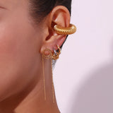 Mini Wrap Line C Hoop Earrings – Waterproof 18K Gold Plated Earrings | Ezra Gems