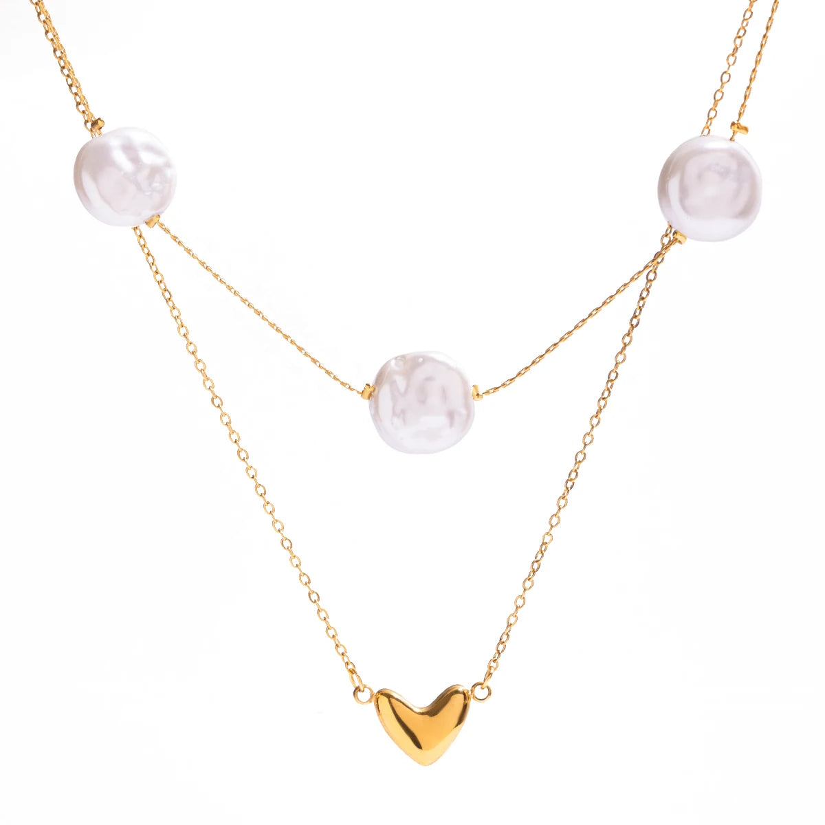 Pearl Heart Necklace Set – Waterproof 18K Gold Plated Jewelry Set | Ezra Gems