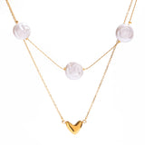Pearl Heart Necklace Set – Waterproof 18K Gold Plated Jewelry Set | Ezra Gems