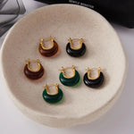 U Shape Resin Drop Earrings – Waterproof 18K Gold Plated Earrings | Ezra Gems