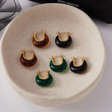 U Shape Resin Drop Earrings – Waterproof 18K Gold Plated Earrings | Ezra Gems