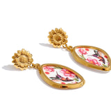 Acrylic Flower & Bird Drop Earrings