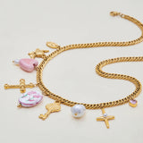 Cross Charm Cluster Necklace – Waterproof 18K Gold Plated Necklace | Ezra Gems