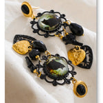 Acrylic Crystal Cat Heart Drop Earrings – Waterproof 18K Gold Plated Earrings | Ezra Gems