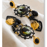 Acrylic Crystal Cat Heart Drop Earrings – Waterproof 18K Gold Plated Earrings | Ezra Gems