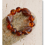 Amber Resin Round Bead Chain Bracelet – Waterproof 18K Gold Plated Bracelet | Ezra Gems