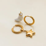 Pearl Star & Moon Drop Earrings – Waterproof 18K Gold Plated Earrings | Ezra Gems
