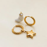 Pearl Star & Moon Drop Earrings – Waterproof 18K Gold Plated Earrings | Ezra Gems