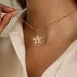 Delicate Zircon Star Necklace – Waterproof 18K Gold Plated Necklace | Ezra Gems