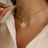 Delicate Zircon Star Necklace – Waterproof 18K Gold Plated Necklace | Ezra Gems