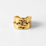 Sparkling Gems Adjustable Ring — waterproof hypoallergenic stainless steel 18K gold-plated jewelry | Ezra Gems