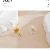 Natural Shell Flower Stud Earrings – Waterproof 18K Gold Plated Earrings | Ezra Gems