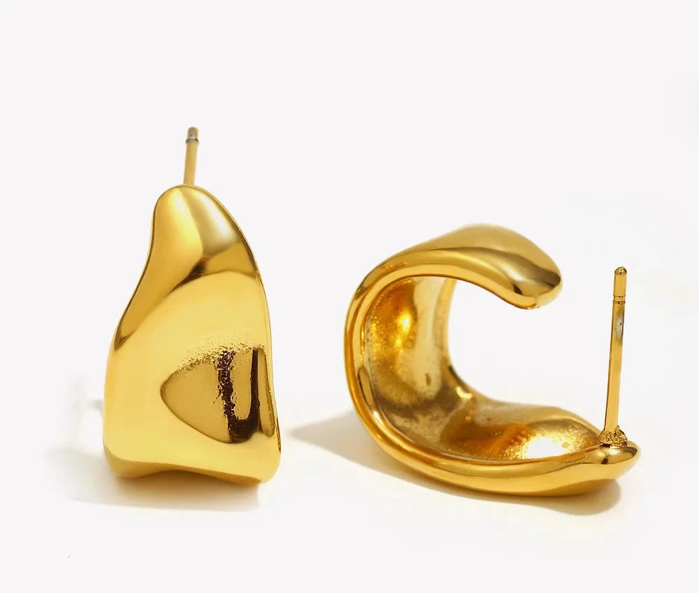 Geometric Trapezoid Creole Hoop Earrings – Waterproof 18K Gold Plated Earrings | Ezra Gems