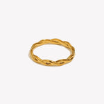 Braided Twist Thin Stacking Ring – Waterproof 18K Gold Plated Ring | Ezra Gems