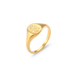 Engraved Wildflower Signet Ring – Waterproof 18K Gold Plated Ring | Ezra Gems