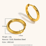 Classic Stainless Steel Hoop Earrings – Waterproof 18K Gold Plated Earrings | Ezra Gems