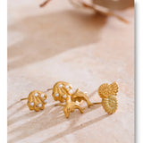 Ocean Shell & Dolphin Stud Earring Set of 3