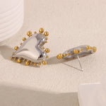Slanted Heart Bead Edge Earrings – Waterproof 18K Gold Plated Earrings | Ezra Gems