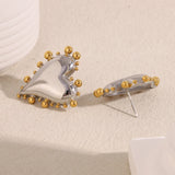Slanted Heart Bead Edge Earrings – Waterproof 18K Gold Plated Earrings | Ezra Gems