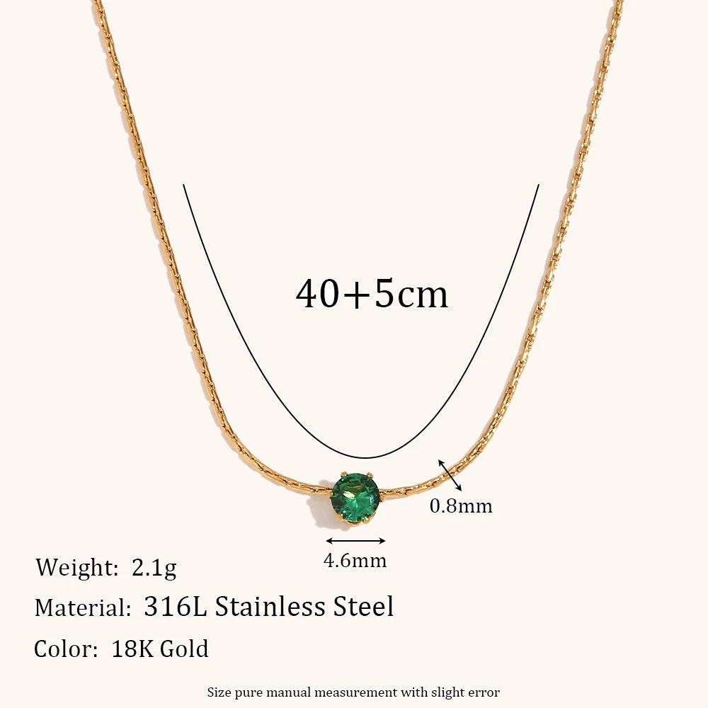 Mini Cubic Zirconia Pendant Necklace – Waterproof 18K Gold Plated Necklace | Ezra Gems